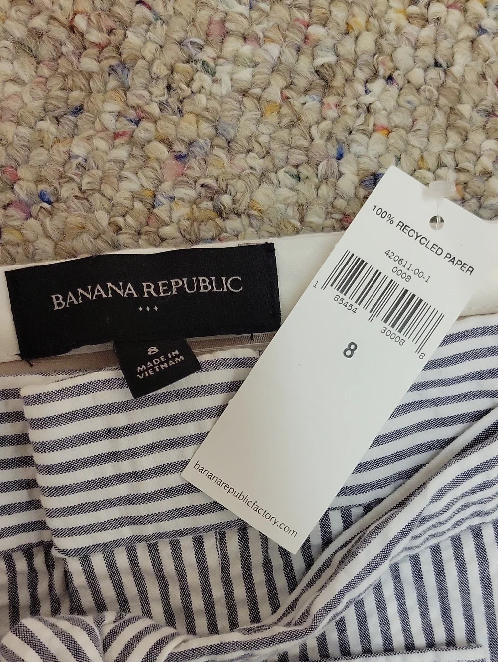 Banana Republic Blue & White Striped Seersucker Shorts Sz 8 New Preppy Summer - Picture 3 of 5